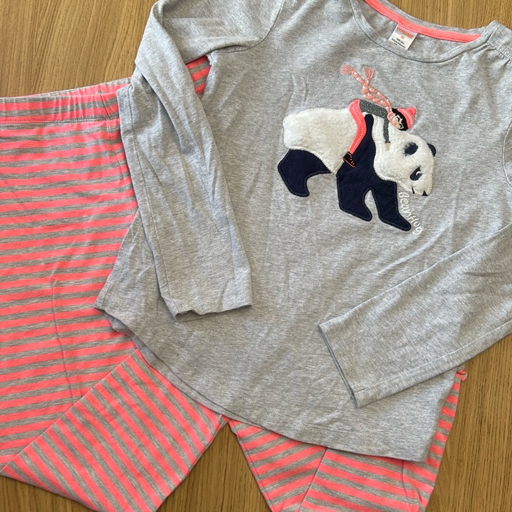 Gymboree neon peach polar bear outfit